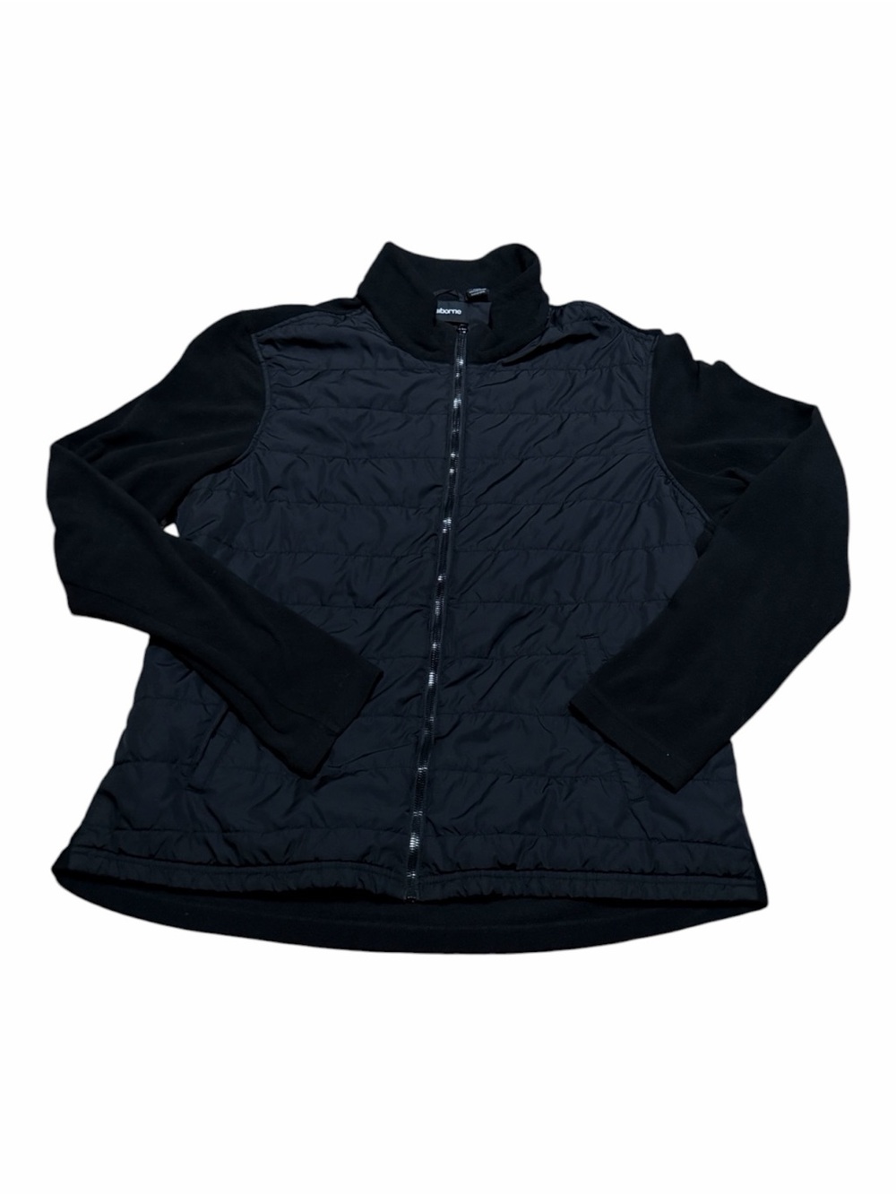 Claiborne Black Quilted Hybrid Puffer Jacket - Women